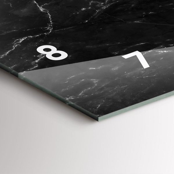 Horizontální skleněné hodiny na stěnu Černý mramor