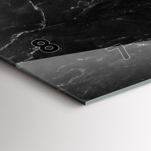 Horizontální skleněné hodiny na stěnu Černý mramor