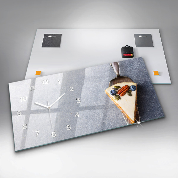Horizontální skleněné hodiny na stěnu Kousek dortu