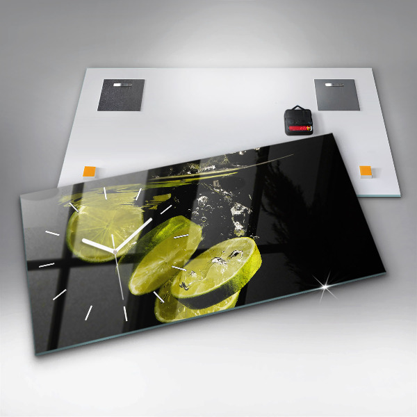 Horizontální skleněné hodiny na stěnu Limes