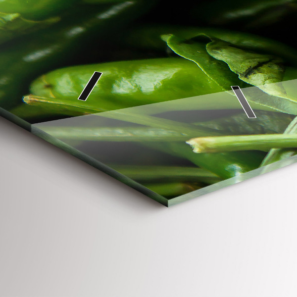 Horizontální skleněné hodiny na stěnu Zelený pepř