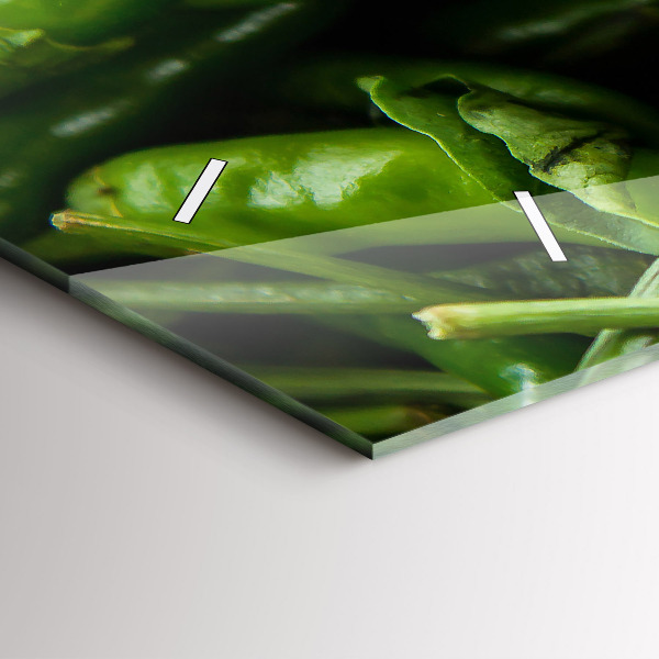 Horizontální skleněné hodiny na stěnu Zelený pepř