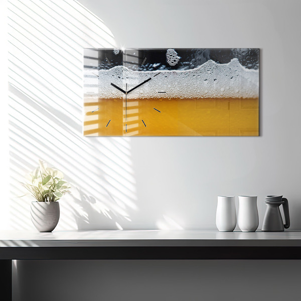 Horizontální skleněné hodiny na stěnu Detail piva