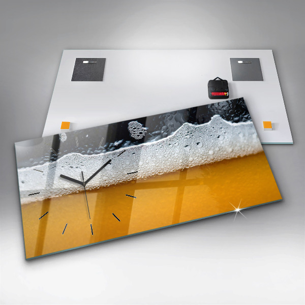 Horizontální skleněné hodiny na stěnu Detail piva