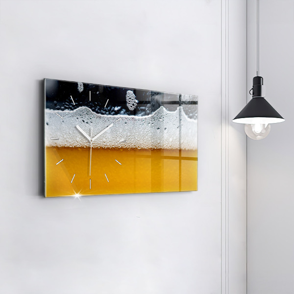 Horizontální skleněné hodiny na stěnu Detail piva