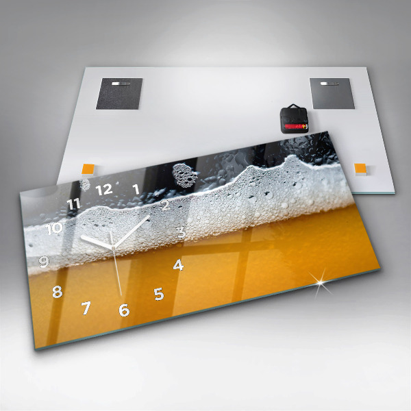 Horizontální skleněné hodiny na stěnu Detail piva