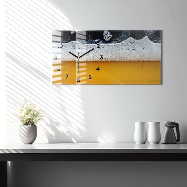 Horizontální skleněné hodiny na stěnu Detail piva