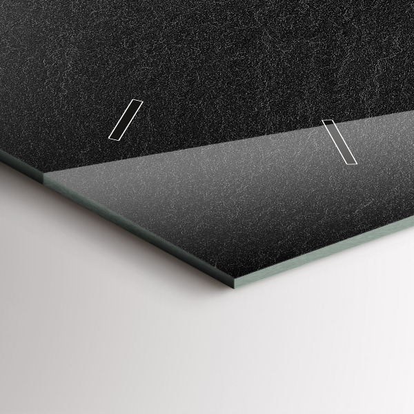 Horizontální skleněné hodiny na stěnu Tmavá skála