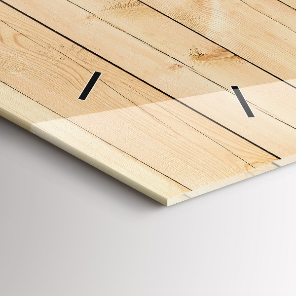 Horizontální skleněné hodiny na stěnu Dřevěná prkna