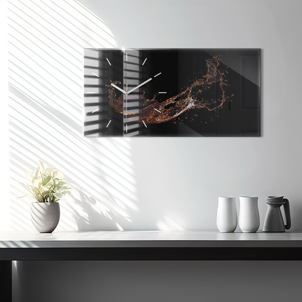 Horizontální skleněné hodiny na stěnu Rozlitý nápoj