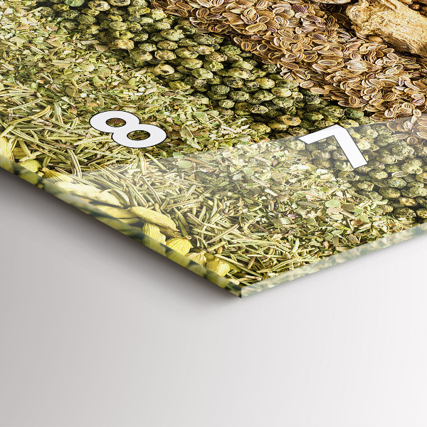 Horizontální skleněné hodiny na stěnu Řady koření