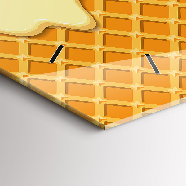 Horizontální skleněné hodiny na stěnu Oplatky a zmrzlina