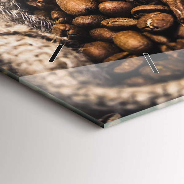 Horizontální skleněné hodiny na stěnu Pytle s kávou