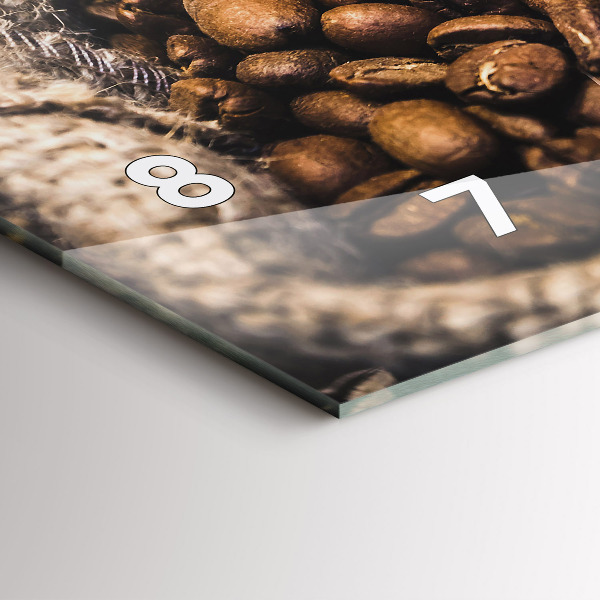 Horizontální skleněné hodiny na stěnu Pytle s kávou