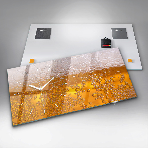 Horizontální skleněné hodiny na stěnu Pivo