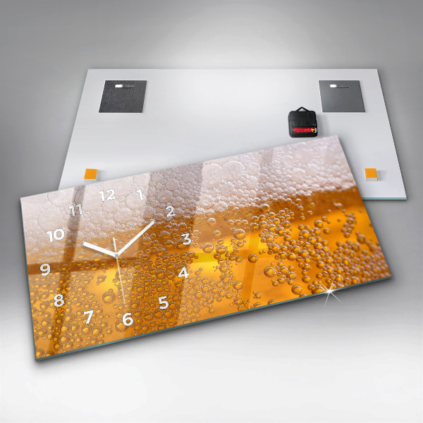 Horizontální skleněné hodiny na stěnu Pivo