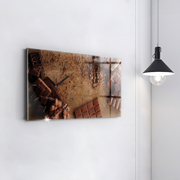 Horizontální skleněné hodiny na stěnu Čokoládové tyčinky