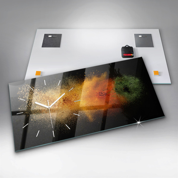 Horizontální skleněné hodiny na stěnu Rozsypané koření