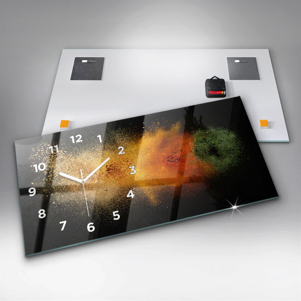 Horizontální skleněné hodiny na stěnu Rozsypané koření