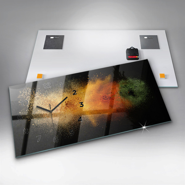 Horizontální skleněné hodiny na stěnu Rozsypané koření