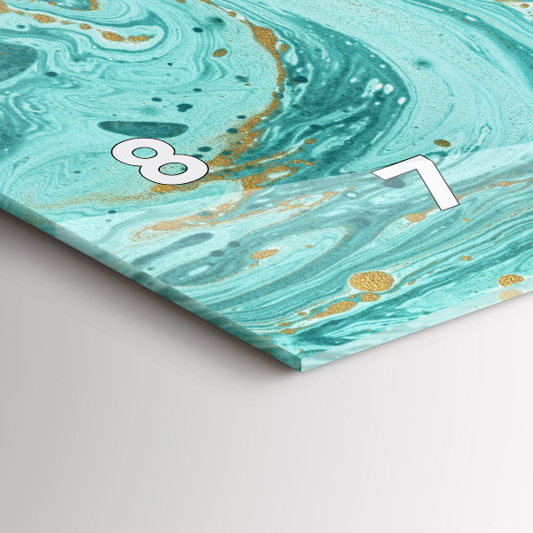 Horizontální skleněné hodiny na stěnu Mramorová textura