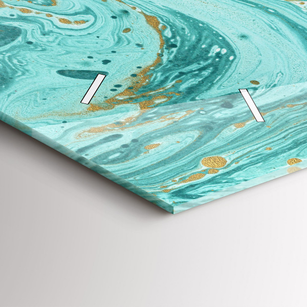 Horizontální skleněné hodiny na stěnu Mramorová textura