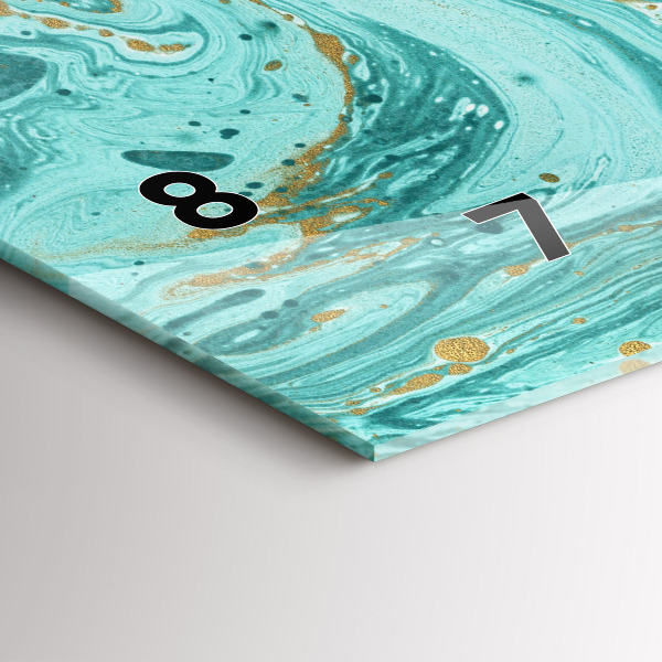 Horizontální skleněné hodiny na stěnu Mramorová textura