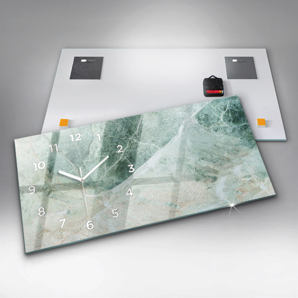 Horizontální hodiny na skle Textura mramorového kamene