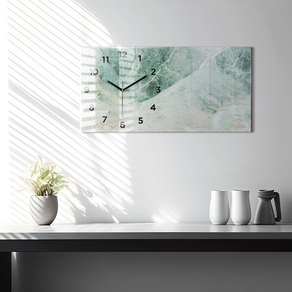 Horizontální hodiny na skle Textura mramorového kamene