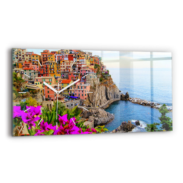 Horizontální hodiny na skle Pobřeží Cinque Terre