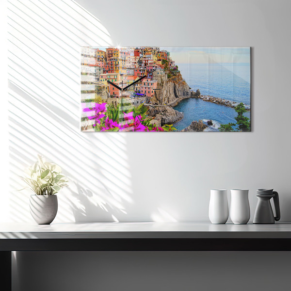 Horizontální hodiny na skle Pobřeží Cinque Terre