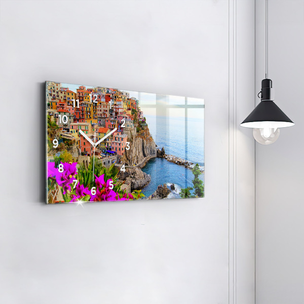 Horizontální hodiny na skle Pobřeží Cinque Terre