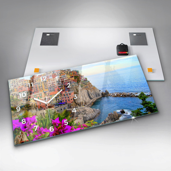 Horizontální hodiny na skle Pobřeží Cinque Terre