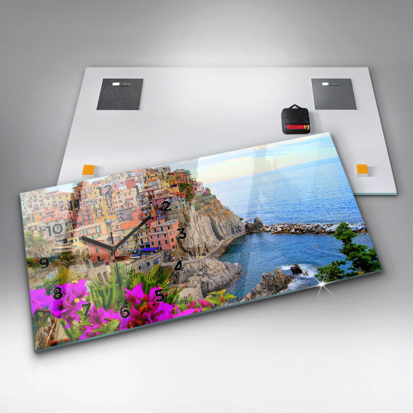 Horizontální hodiny na skle Pobřeží Cinque Terre