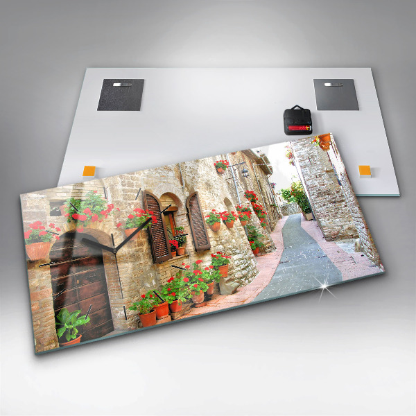 Horizontální hodiny na skle Malebná ulice