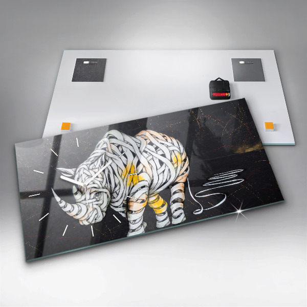 Horizontální hodiny na skle Abstraktní nosorožec