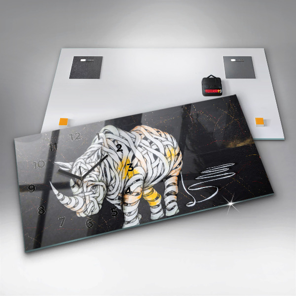 Horizontální hodiny na skle Abstraktní nosorožec