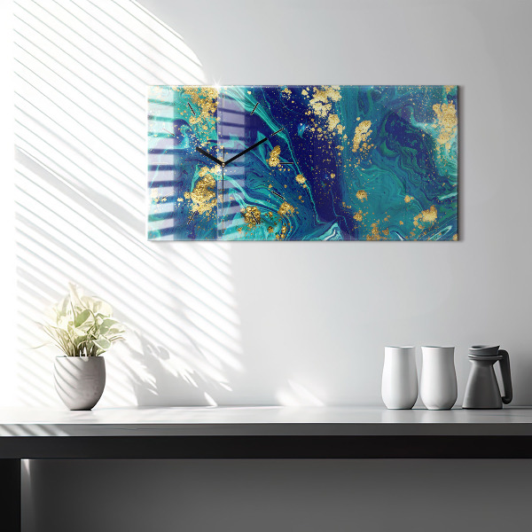 Horizontální hodiny na skle Moderní abstrakce