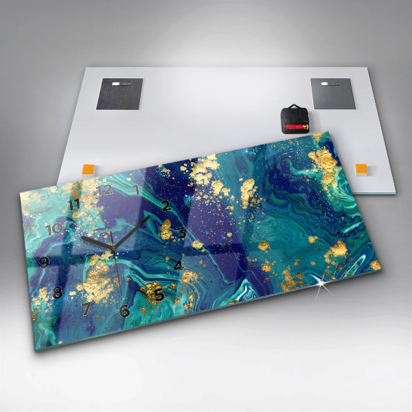 Horizontální hodiny na skle Moderní abstrakce