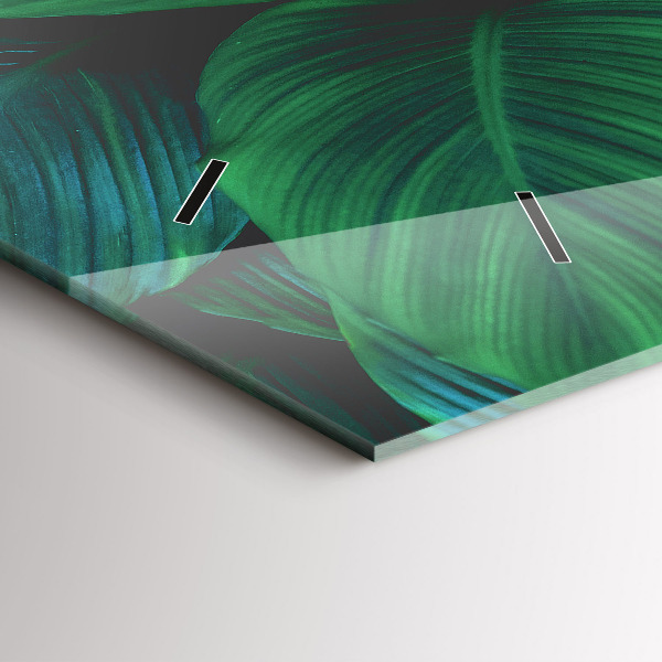 Horizontální skleněné hodiny na stěnu Příroda listy