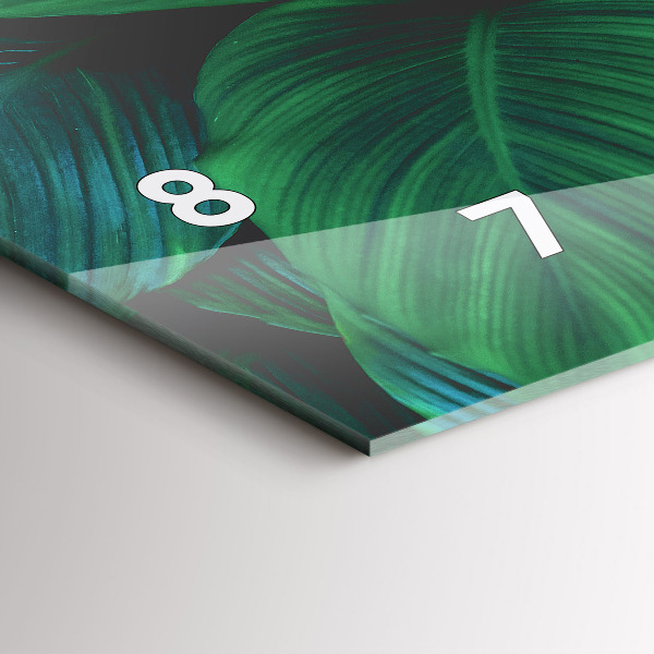 Horizontální skleněné hodiny na stěnu Příroda listy