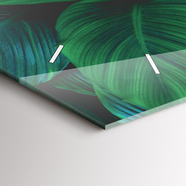 Horizontální skleněné hodiny na stěnu Příroda listy