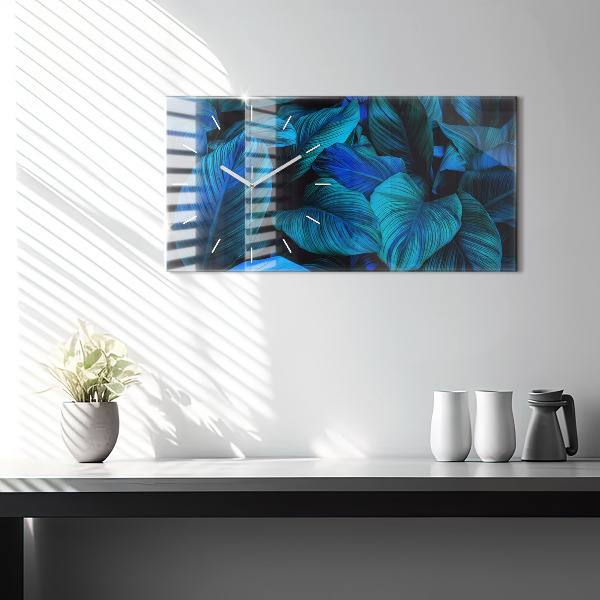 Horizontální skleněné hodiny na stěnu Tropická příroda