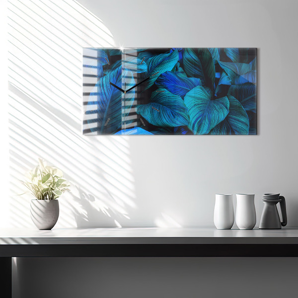 Horizontální skleněné hodiny na stěnu Tropická příroda