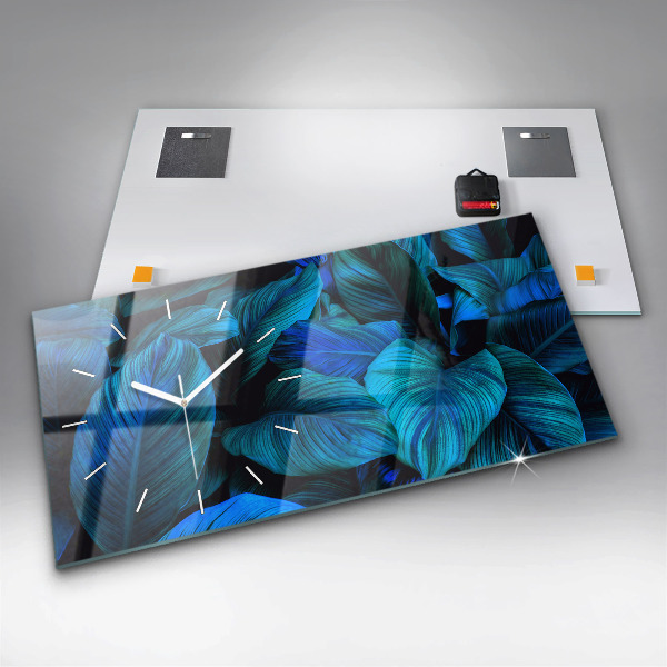 Horizontální skleněné hodiny na stěnu Tropická příroda