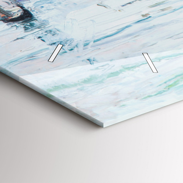 Horizontální hodiny na skle Olejomalba jachty moře