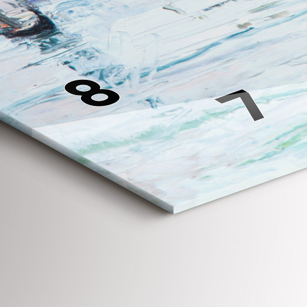 Horizontální hodiny na skle Olejomalba jachty moře