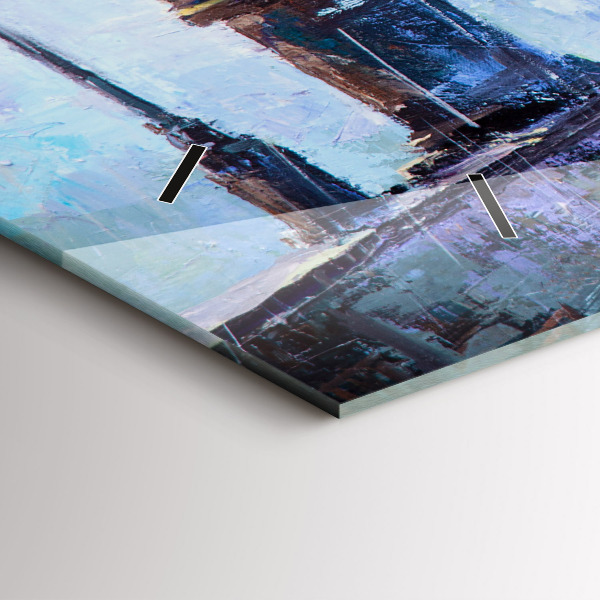 Horizontální skleněné hodiny na stěnu Olejové umění