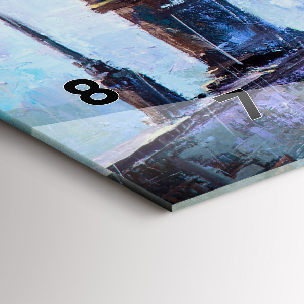 Horizontální skleněné hodiny na stěnu Olejové umění