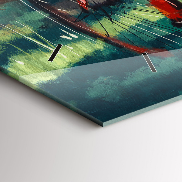 Horizontální skleněné hodiny na stěnu Malované jízdní kolo